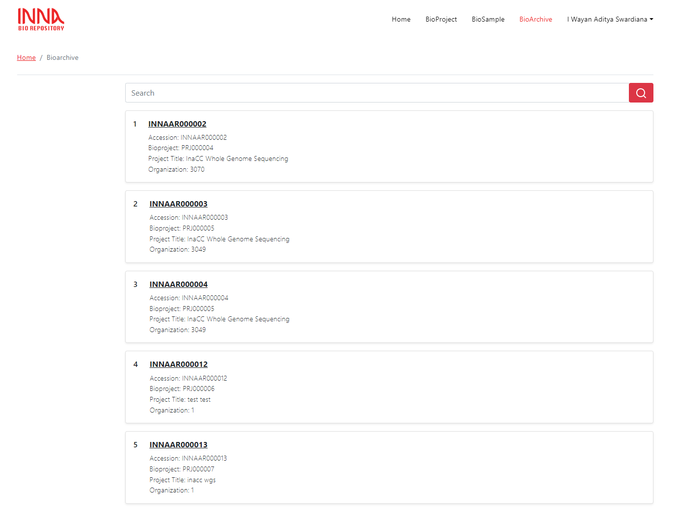 Bioarchive download request step 2