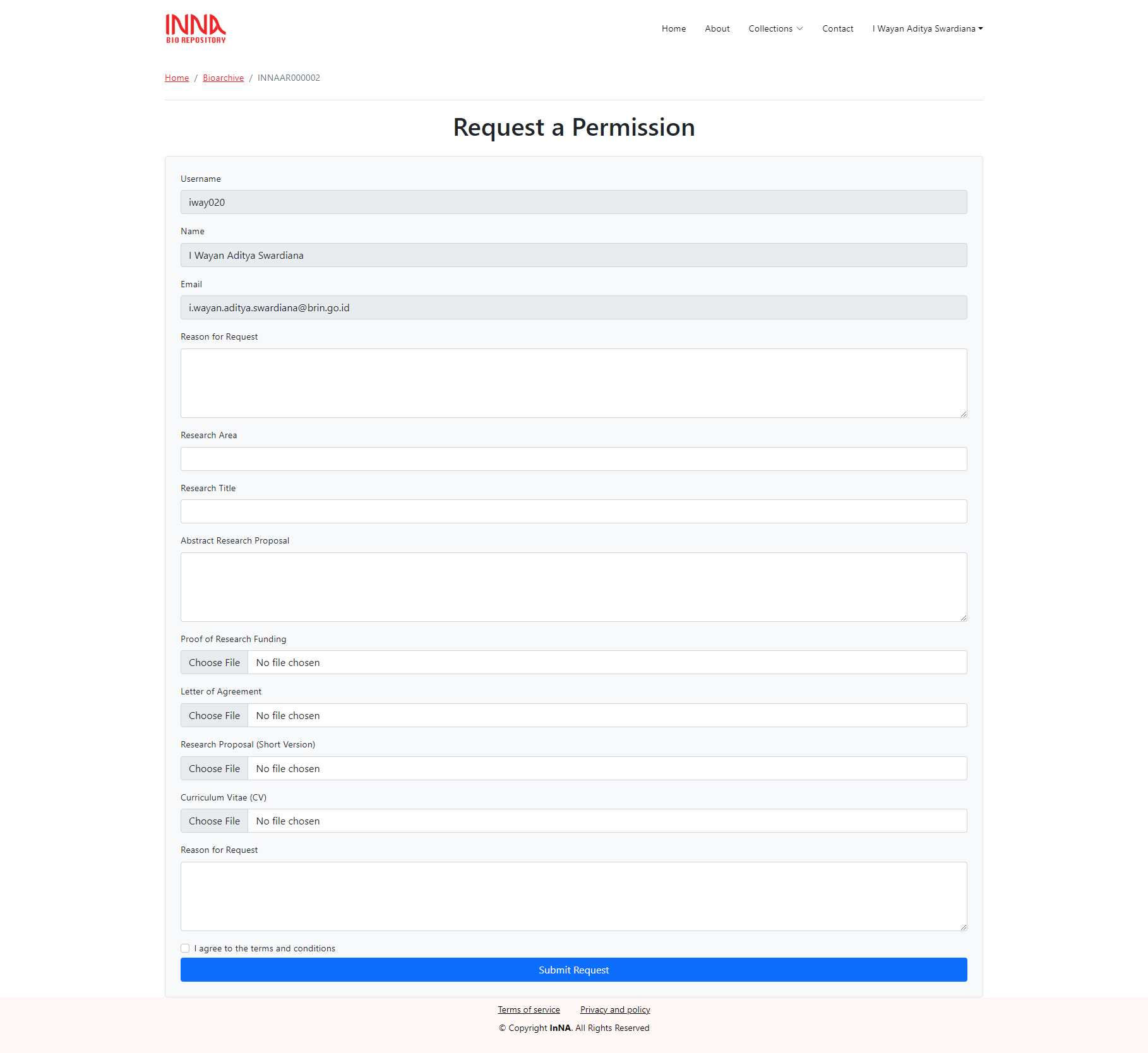 Bioarchive download request step 4